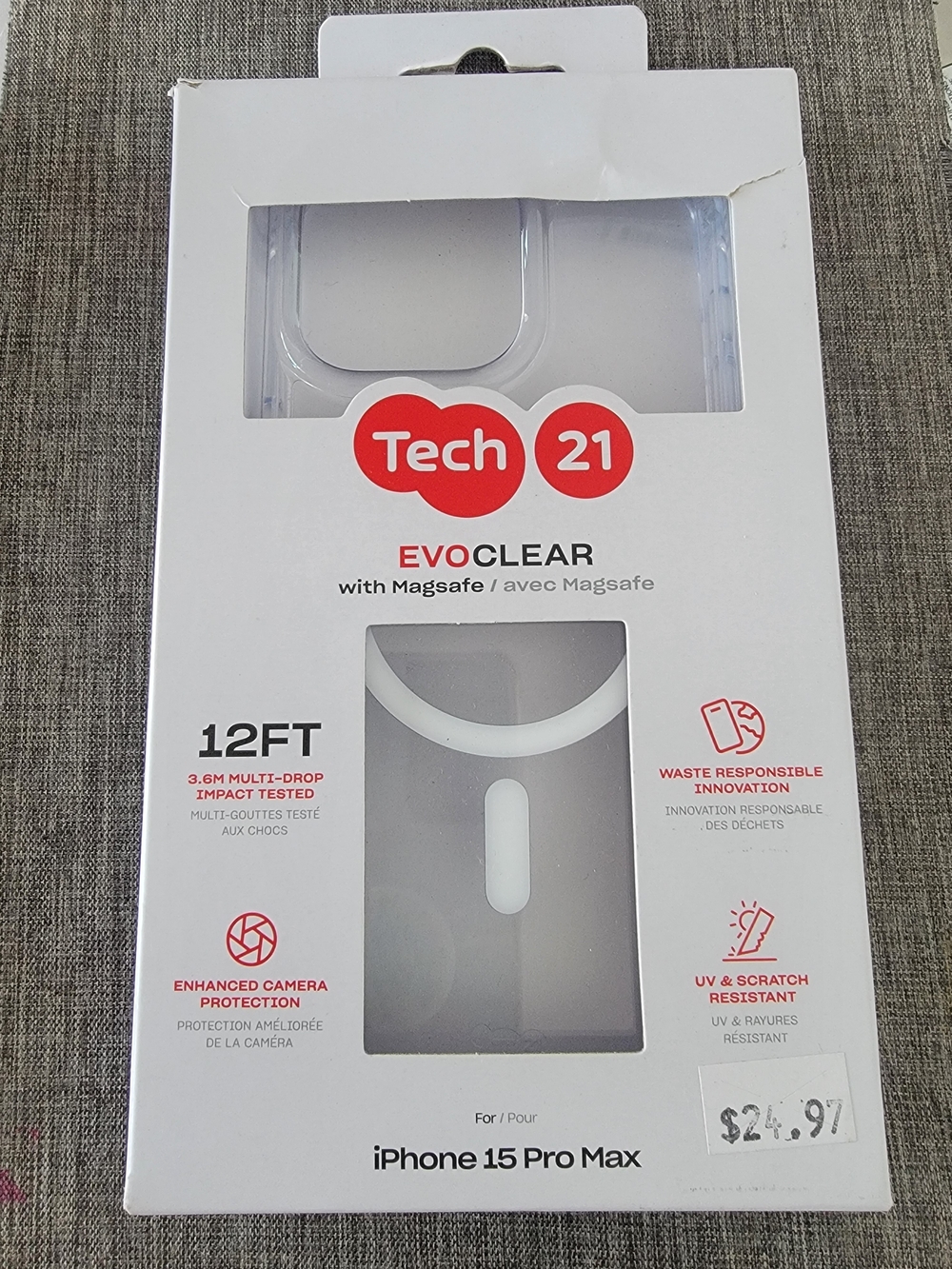 tech21 EvoClear MagSafe Case for iPhone 15 Pro Max - Clear